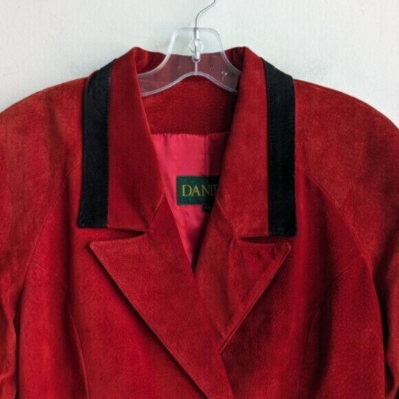 Vintage Danier Leather Blazer Jacket - Red & Black - Picture 3 of 11